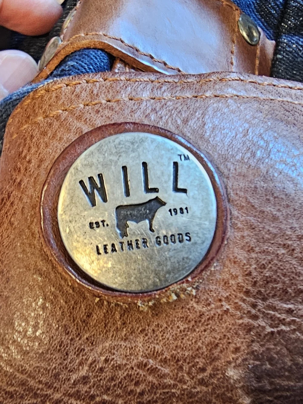 WILL LEATHER GOODS Hopper Denim & Leather Messenger Bag w/ Removable Laptop Case